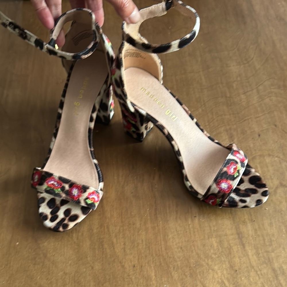 Madden Girl Leopard Print Heels with Ankle Strap and Open Toe